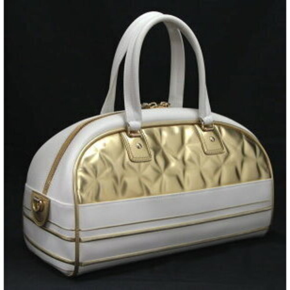 Christian Dior VIBE Bowling Bag Gold White Leather - Picture 3 of 6